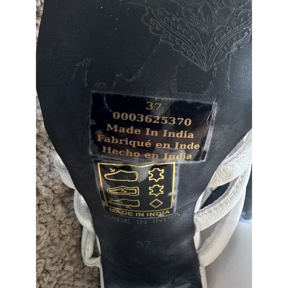 Free People Collette Strappy Heel White Block Sandal Square Toe Size 7 - Picture 8 of 9